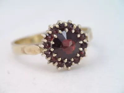 VINTAGE GOLD OVER STERLING BOHEMIAN GARNET RING Sz 7 3/4 • $49.99