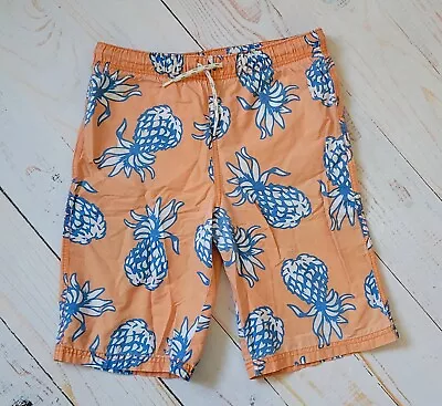 Mini Boden Orange Blue Pineapple Swim Trunks Bathers 9-10Y 9 10 GUC • $8.99