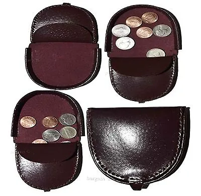 Burgundy Unisex Leather Change Purses Coin Case Vintage Styled Change Purse • $5.56