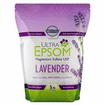SaltWorks Ultra Epsom Lavender Scented Premium Bath Salt 5 Pound Resealable Bag • $3.99