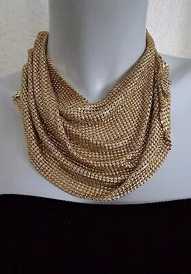 Fabulous Sparkly Gold Mesh Chain Mail Swag Statement Necklace Couture Ext. Chain • $19.67