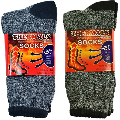 6 Pairs Mens Winter Thermal Warm Cotton Work Knitted Boots Crew Socks Size 9-13 • $11.49