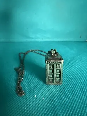 Doctor Who Dr. Who Tardis Police Box Pendant & Necklace BBC - 1 1/4” (OO) • £19.25