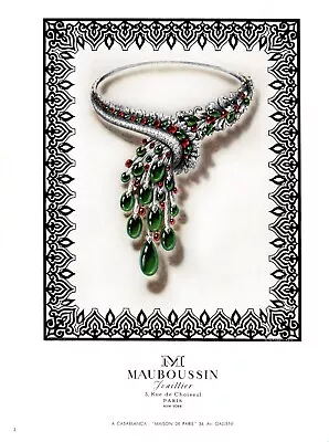 Original French Vintage Ad - MAUBOUSSIN Jewels S. Emerald MARKOVITCH - 1948 • $7.90