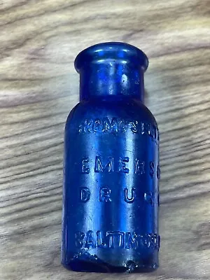 Vintage Bromo-Seltzer Emerson Drug Co Baltimore MD Cobalt Blue Glass Bottle 2.5  • $12