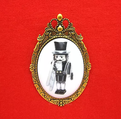 Porcelain Holiday Christmas Nutcracker Chimney Sweep CAMEO Pin Brooch Pendant AG • $14