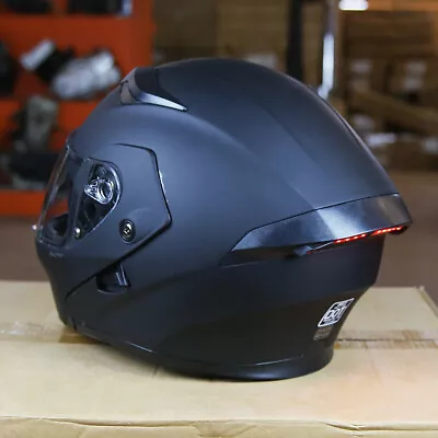 DOT Motorcycle Helmet Full Face Dual Visor Modular Flip Up Helmet With LED Light • $68.99