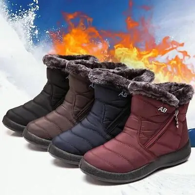 Waterproof Winter Women Shoes Snow Boots Fur-lined Slip On Warm Ankle Size US • $19.99