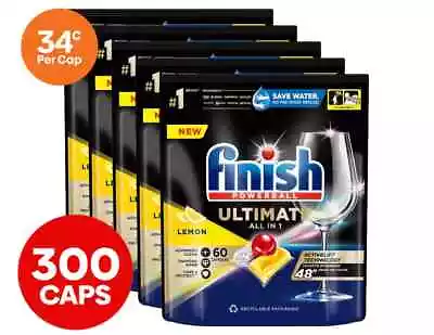 5 X 60pk Finish Powerball Ultimate All In 1 Dishwashing Caps Lemon Sparkle • $155