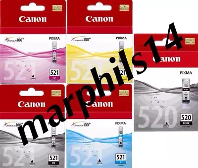 £36.75 • Buy CLI-521 & PG-520 Canon Black, Cyan, Yellow, Magenta  Ink Cartridges Genuine