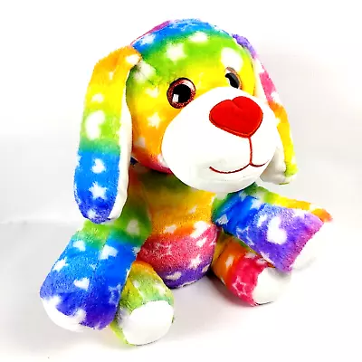 Tie Dye Plush Dog Toy Factory 14” Stuffed Animal Hearts Stars Multicolor • $12.95