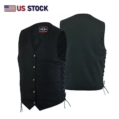 $29.99 • Buy Highway Leather Black Motorcycle Denim Vest Biker Men Gun Pocket # HL21614