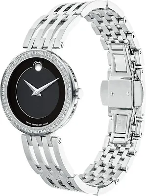 Movado Esperanza Ladies Diamond Black Dial Swiss Quartz Watch 0607052 • $800.11