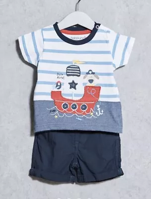 Minoti / Babaluno Baby 2 Piece T-shirt & Shorts Set With * Embroidered Feature * • £7.99