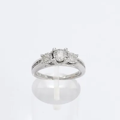 $390.15 • Buy Zales 10k White Gold 3 Diamond Illusion Set Past Present Future Engagement Ring