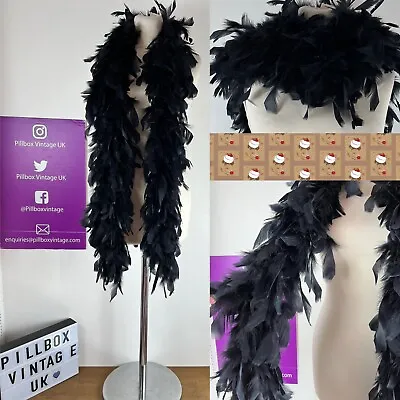 £50 • Buy Vintage Ostrich? Feather Long Scarf Boa Black Glam Rock 70s Does 1920s