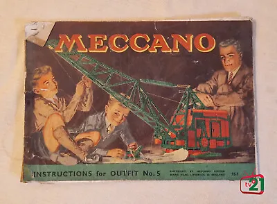 Vintage Meccano Instructions For Outfit No 5   Manual/booklet Only • £5