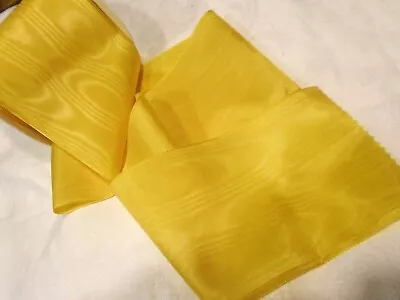 4  Wide German Moire Ribbon - Rayon - Yellow • $4