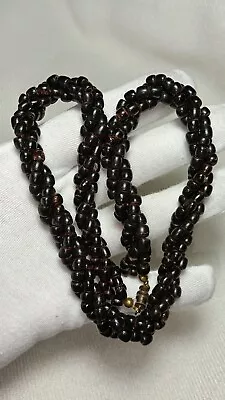 Vintage Black Coral Beaded Necklace 17 In • $27