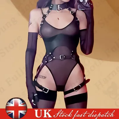 £15.79 • Buy Black Harness Women Body Bondage Garters Sexy Lingerie Harness Faux Leather Belt