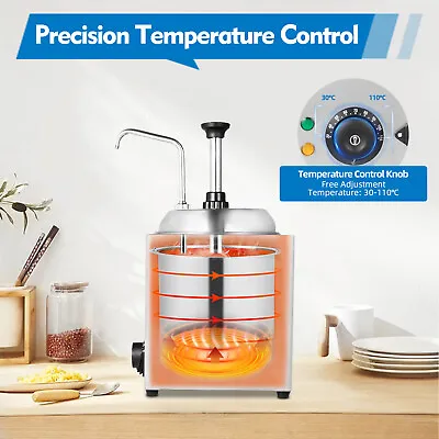 Hot Melted Butter Dispenser Pump 2.6Qt Nacho Cheese Warmer Buttery Topping Chili • $161.50