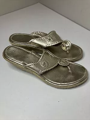 Jack Rogers Womens Wedge Sandal  10M Marbella Gold Thong Platform Summer Beach • $25