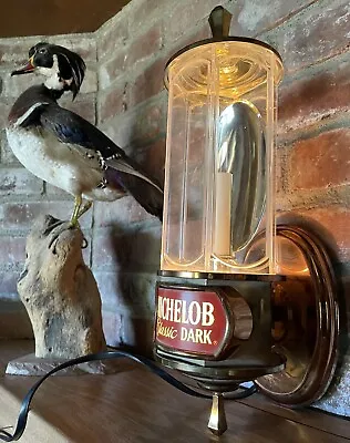 MICHELOB Lighted BEER SIGN Classic Dark CRYSTAL SCONCE Wall Lantern Lamp VINTAGE • $55.99