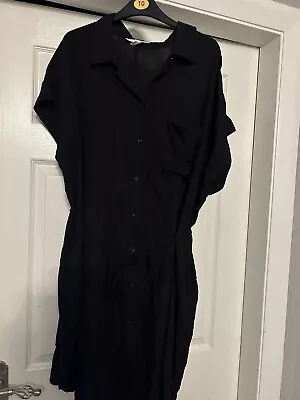 H&M  Maternity Black Cotton Shirt Dress Size Large • £5