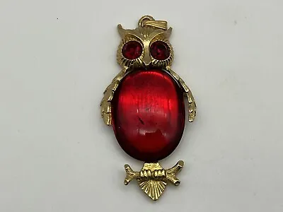 Vintage  Chunky Red Jelly Belly Owl Pendant • $12.95