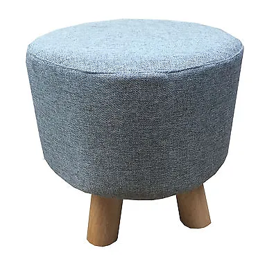 Oak Upholstered Round Footstool Ottoman Pouffe Padded Stool Solid Wooden Legs UK • £19.99