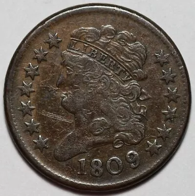 1809/6 Classic Head Half Cent - 9 Over Inverted 9 - Damage - 1/2c Copper Penny • $114.99