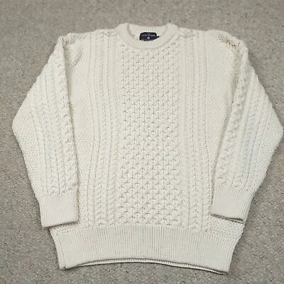 The Irish Store Sweater Mens XL Cream 100% New Merino Wool Fisherman Cable Knit • $44.88