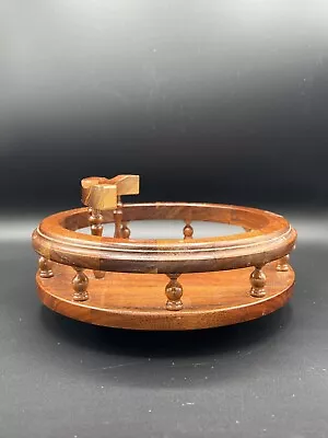 Vintage Solid Oak Lazy Susan Condiment Holder With Napkin Holder & Rails 9.5” • $50