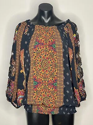 Desigual Womens Tunic Shirt Top Floral Mandala Print Long Sleeve Size XL • $59.99