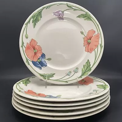 Villeroy & Boch 1748 Amapola Dinner Plates 6pc Set 1981-2001 West Germany 10.5 D • $78