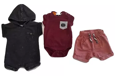 17. Baby Boy Clothes Bundle 000 Maroon Bodysuit Romper Footy Hoodie 0 - 3 Mo Pac • $8