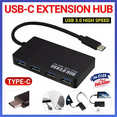 USB Type-C 3.0 4 Port Multi Extension HUB Expansion High Speed Silm AU Stock • $8.99