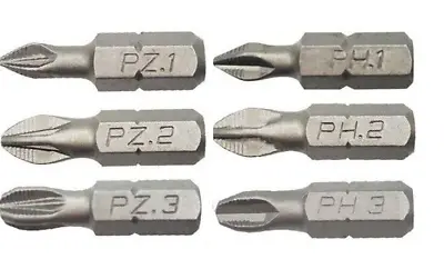 £2.99 • Buy Pozidriv Pozi PZ1 PZ2 PZ3 Screwdriver Bits Tips Sets 1/4” Hex 25mm Drill Driver