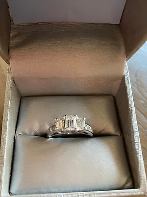 $2200 • Buy 2 Ct. T.w. Certified Emerald-cut Diamond Three Stone Ring