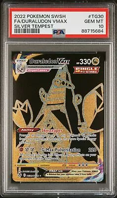 PSA 10 GEM MINT Duraludon VMAX TG30/TG30 Silver Tempest FULL ART Pokemon Card • $32.99