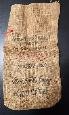 Vintage Marshall Fields Fresh Roasted Peanuts Empty Burlap Bag Sack Chicago🥜 • $22.11