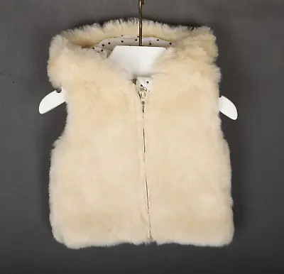 F&F Faux Fur Gilet Baby Girl 0-3 M Padded Warm Winter Vest Bodywarmer With Hood • £4.99