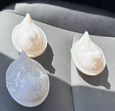 Set Of 3 White Milk Glass Hen On Nest Covered Candy Dish • $11.50