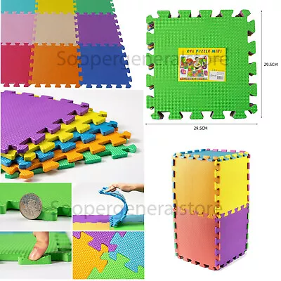 Kids Play Mat Soft Foam Interlocking Children PlayMat Outdoor Activity 9 Pc • £8.95