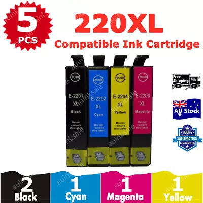 5x Compatible Ink Cartridge 220XL 220 XL For Epson XP 220 320 420 WF 2630 2650 • $13.90