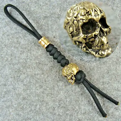 Brass Skull Shape Knife Lanyard Bead Paracord Beads Handmade Lanyard Pendant • $11.99