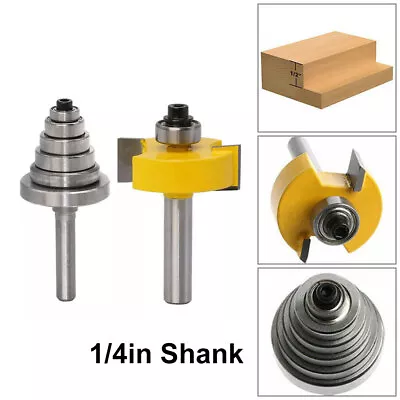£10.16 • Buy 1/4  Shank T-Slot Rabbet Router Bit With 7 Bearing Woodworking Tool Tenon Cutter