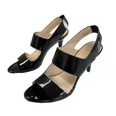 Michael Michael Kors Open Toe Black Patent Leather Heel Women's 9 • $29.99