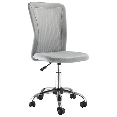 Vinsetto Armless Office Chair With Adjustable Height Mesh Back Wheels Grey • £38.99