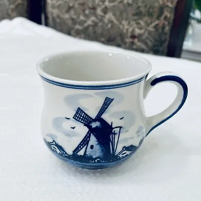 Delft Blue Holland Coffee Mug Tea Cup Hand Painted Windmill • $9.40